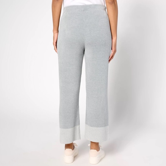 Barefoot Dreams CozyChic Ultra Lite Gray Heather Blocked Ankle Wide-Leg Pants L - Picture 2 of 8